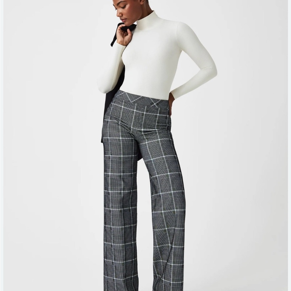 SPANX Black and White Plaid Women's Trousers